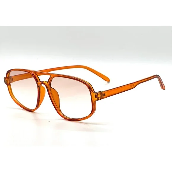 Mens Orange Aviator Sunglasses Gradient Lenses Double Bridge Frame Hip Hop 2026 - Picture 4 of 8